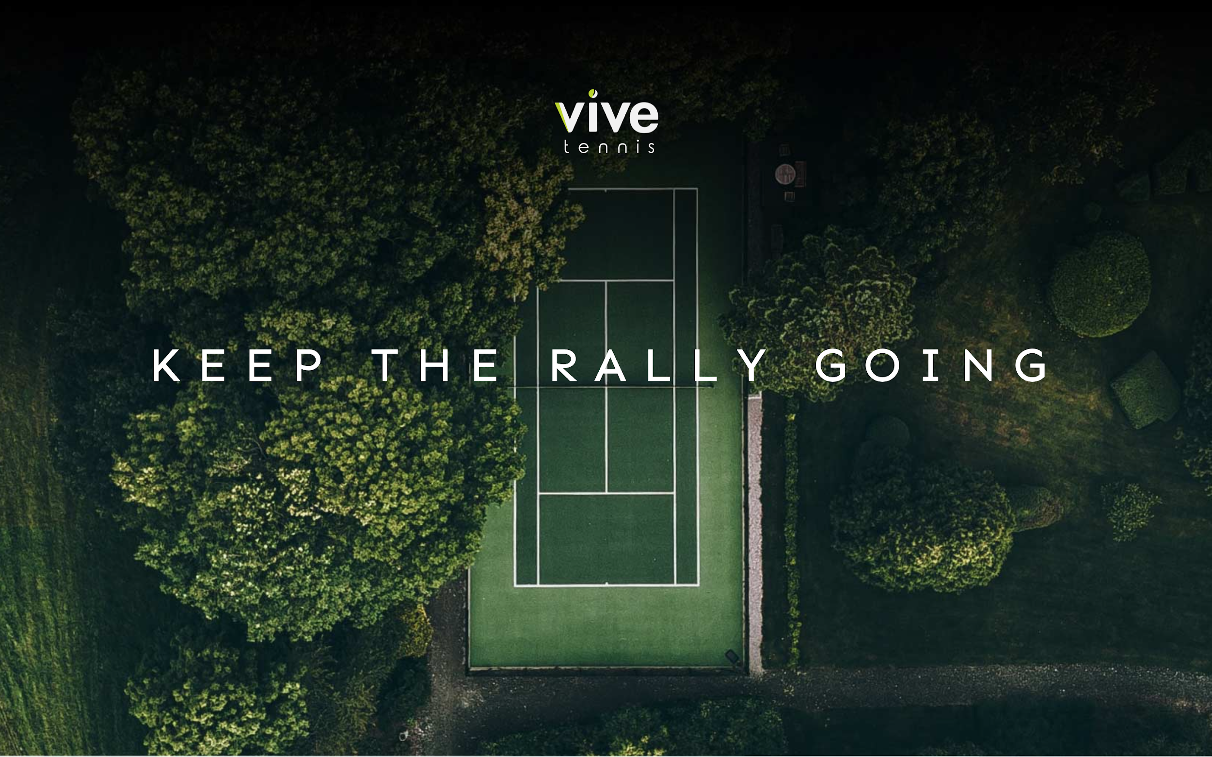 Aerial view of a tennis court with two players